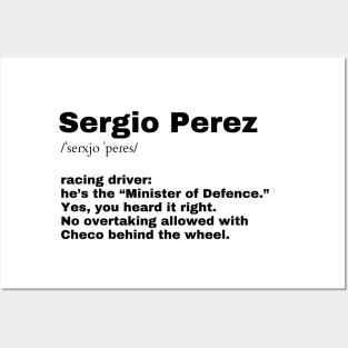 Checo Perez, Ministry of defence F1 T-shirt, Formula 1, dictionary definition Posters and Art